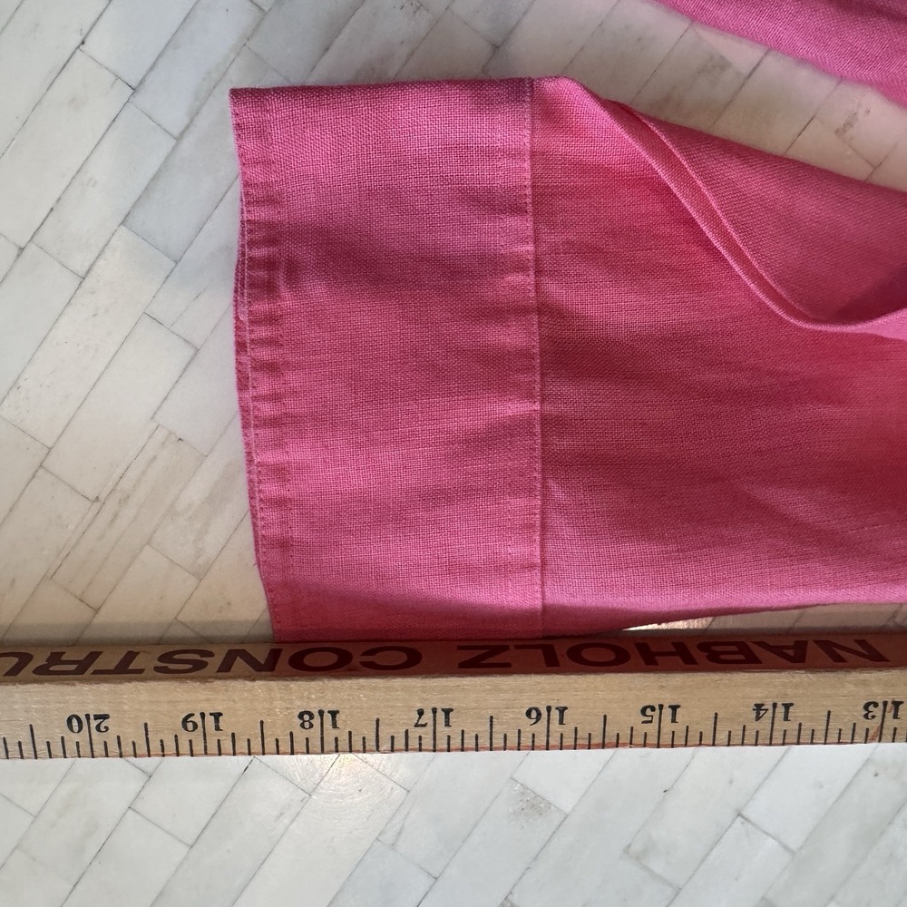 100%‎ Linen Coral Pink Shirt Jacket Button Up Size 8 Coastal Grandma Pretty - Picture 9 of 9